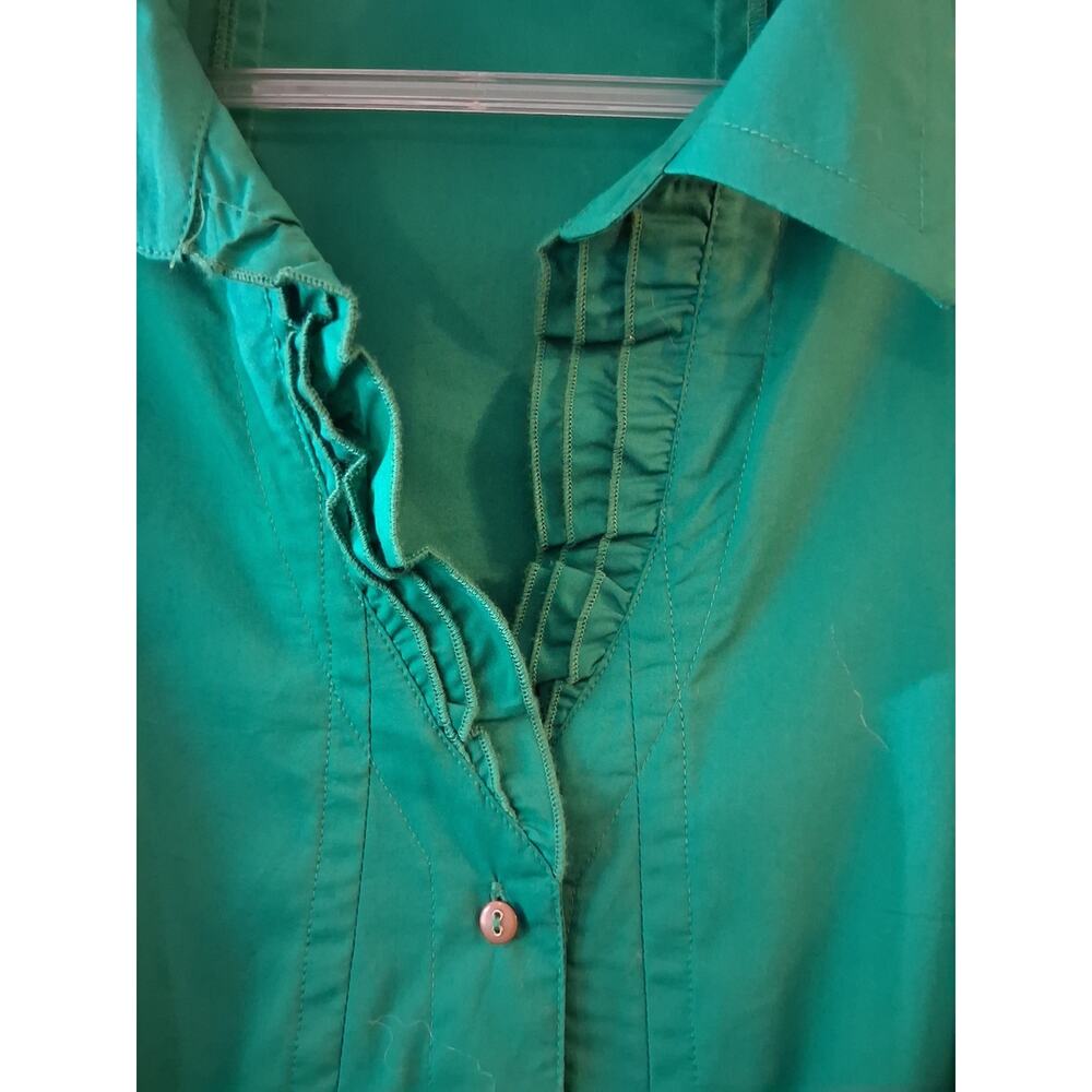 Motto Elegant Green Long-Sleeve Shirt Dress Shirred Waist Minimalist Capsule - Picture 5 of 8